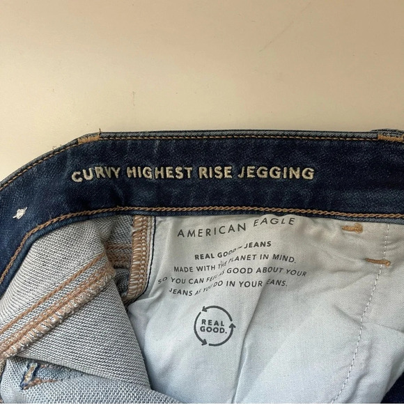 American Eagle Soft Knit Dark Patch Ripped Curvy Skinny Jeans 10 Short Women’s - Picture 11 of 13